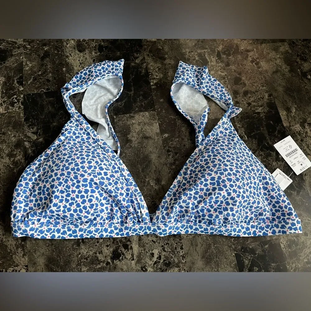 Bundle J Crew Women's Patterned Bikini Top Beach Blue Size XL Set of 2